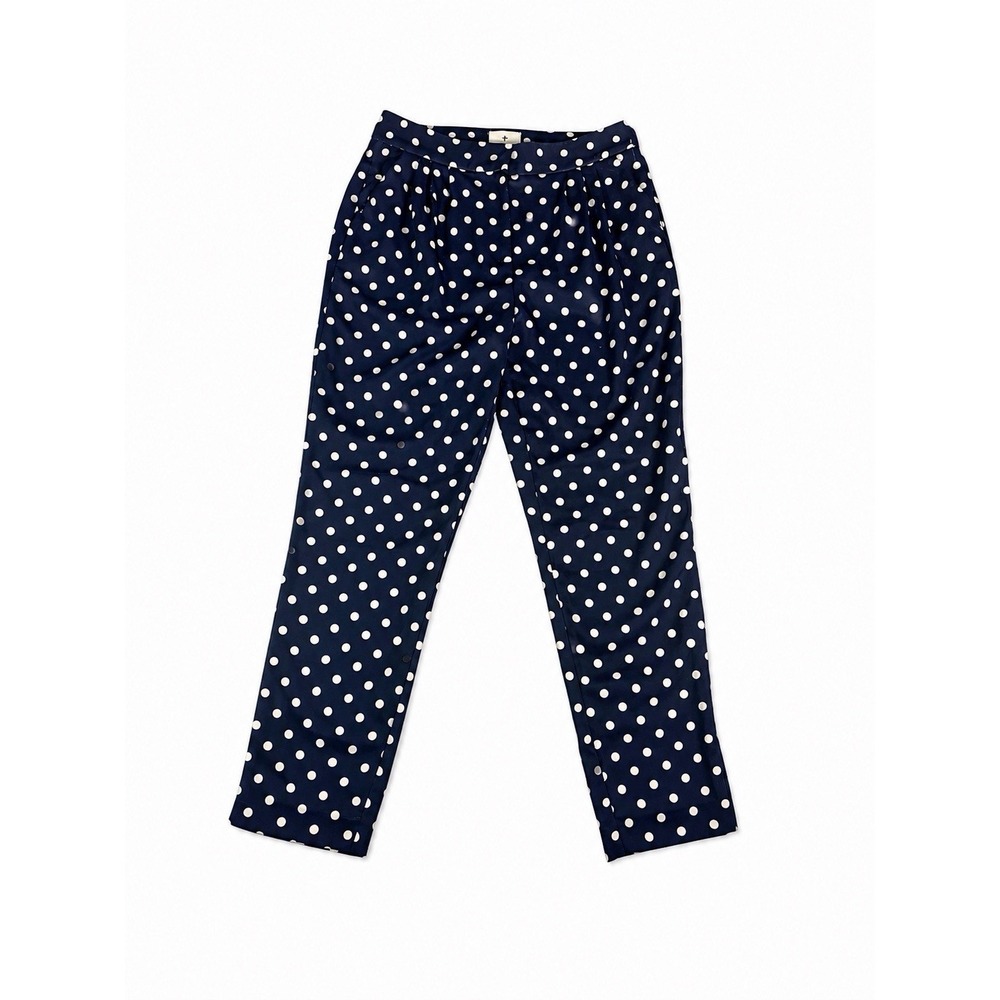 Tuckernuck Conway Pants Womens Navy White Polka Dot High Rise Straight Leg M